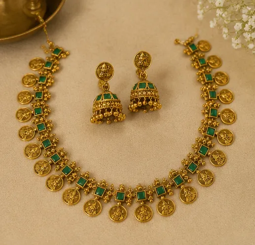 Antique Emerald Kasu Choker Set